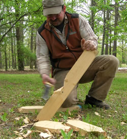 Chop testing camp knife